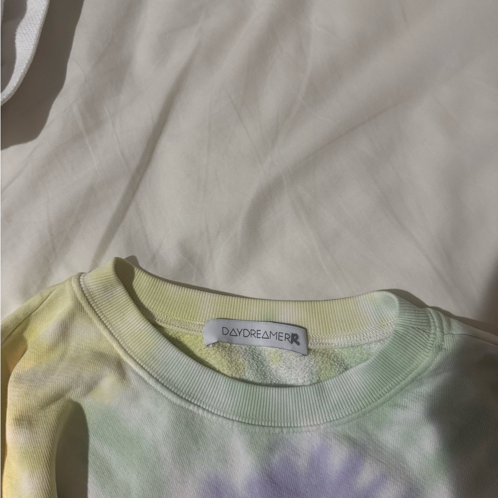 Daydreamer Yellow and Green Sweatshirt with Tie-Dye Effect